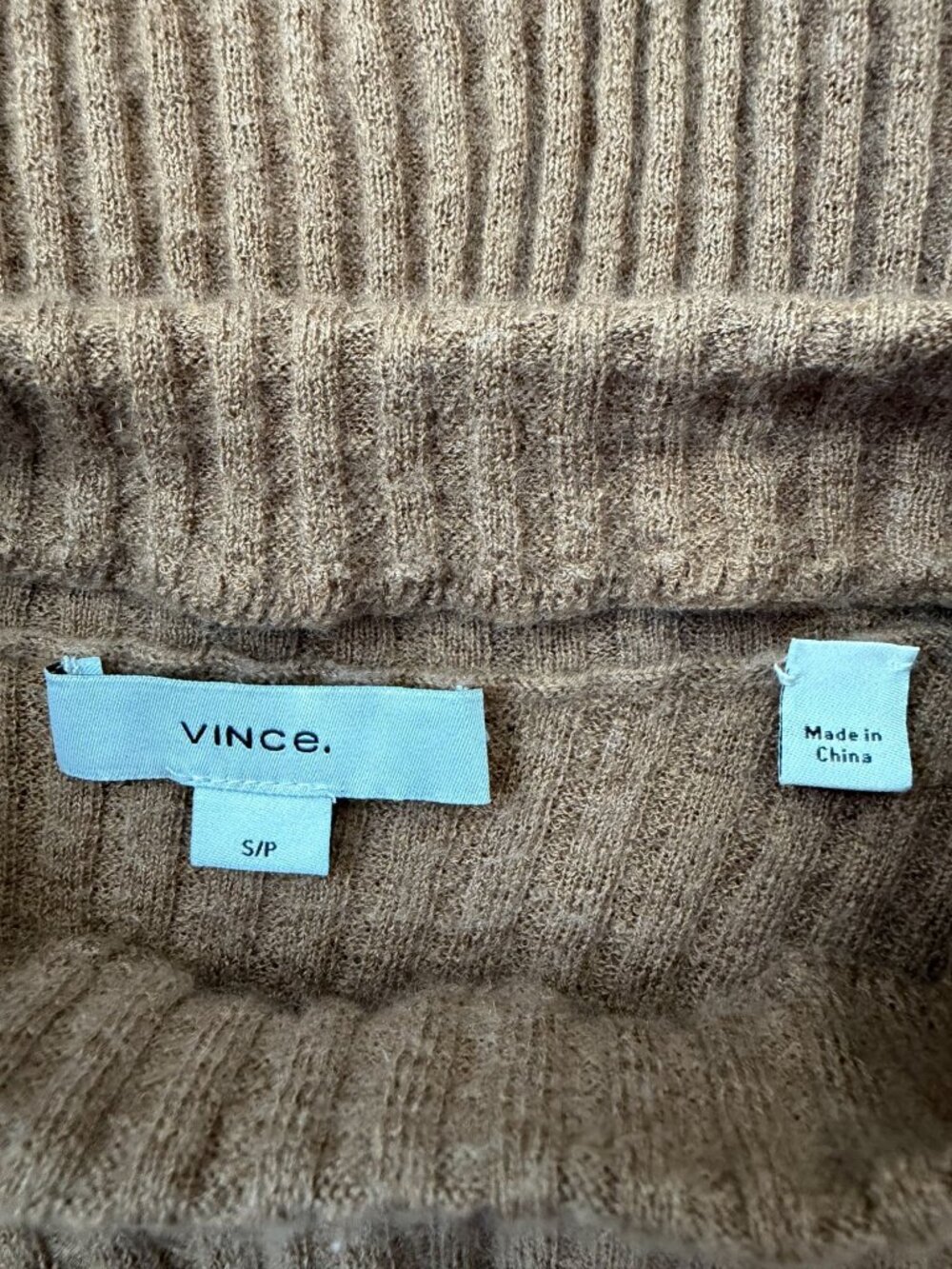 Vince Ribbed Mock Neck Cashmere-Silk Blend Sweater Women's Size S/P - Picture 3 of 8